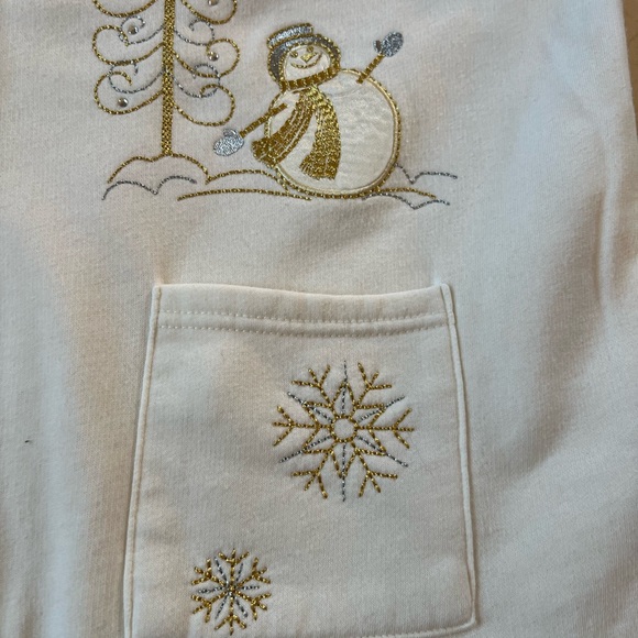 Breckenridge Woman’s L Sweatshirt Cardingan Pearl Snap Winter White Snowmen - Picture 8 of 13